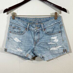 American Eagle Shorts Distressed Denim Jean Shorts Size 2 Light Wash 2014